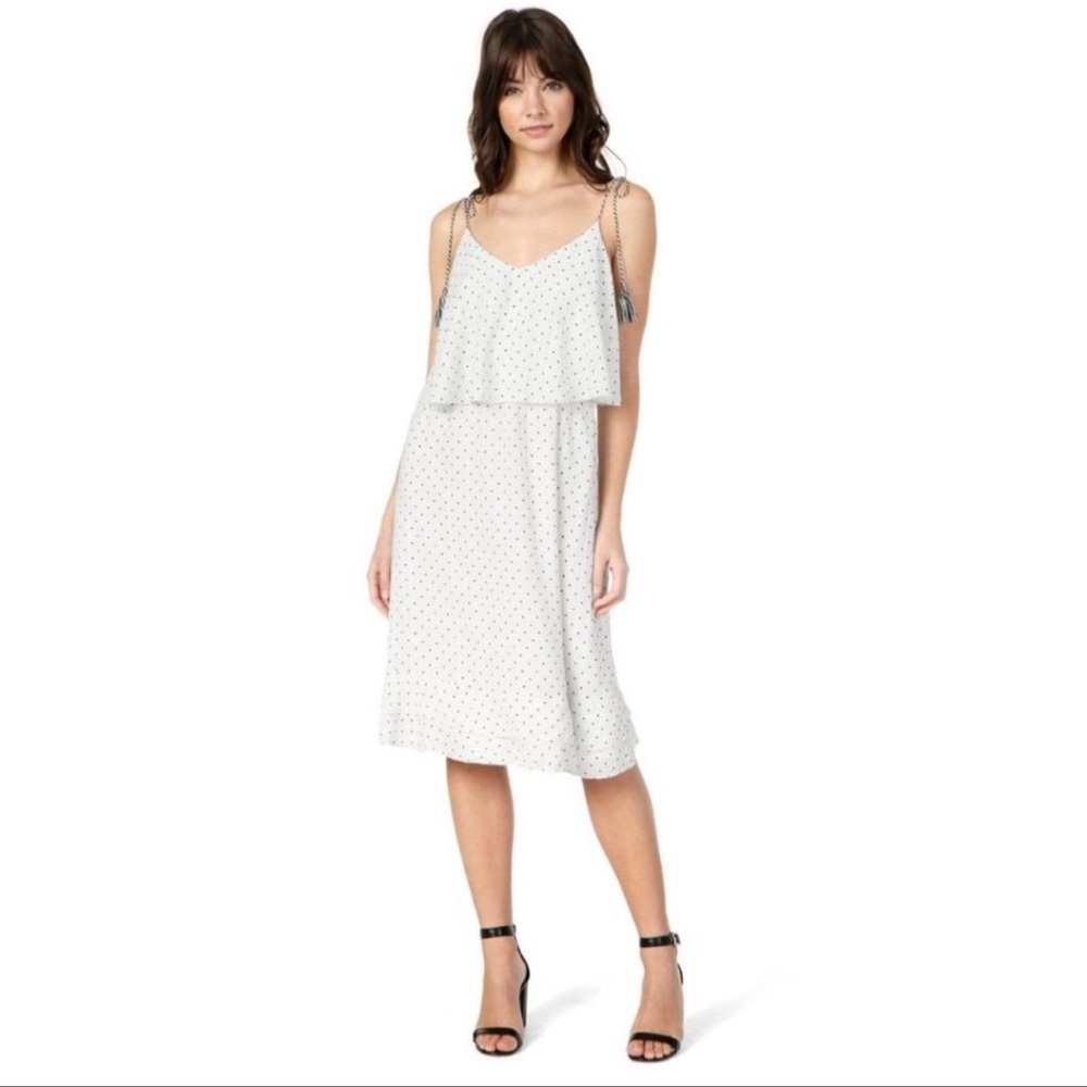 Cupcakes and Cashmere Lanata New Dress Ivory Polkadot Ruffle Midi Sundress Sz M